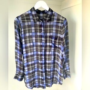 Aritzia Babaton Silk Sheer Button Up Top, Size Small